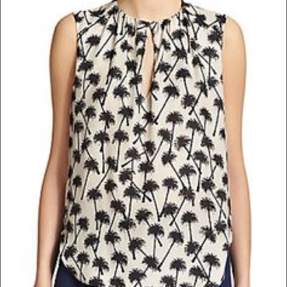 L’agence Palm Tree print silk blouse S